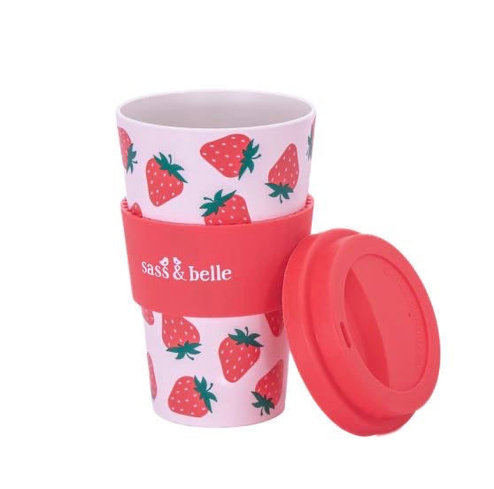Strawberry travel coffee mug