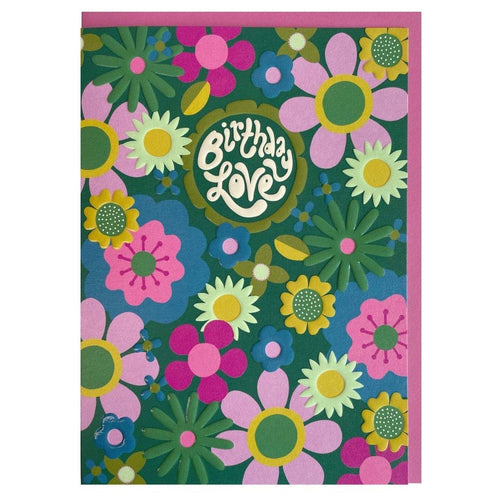 Birthday love flower power greeting card