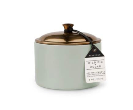 Hygge Ceramic Candle - Sage - Wild Fig + Cedar