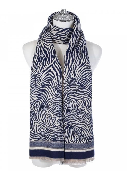 Navy Zebra Print Scarf