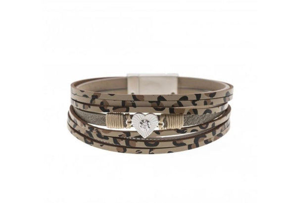 Leopard Print Multi Stranded Magnetic Bracelet