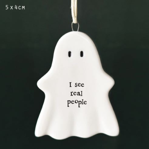 Porcelain Hanging Ghost ‘I See Real People’ - East Of India