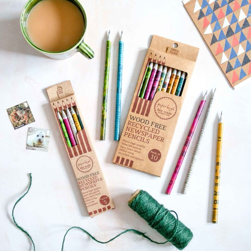 Recycled Newspaper Pencil Set - Set Of 5 Pencils