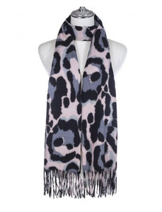 Blush Leopard Print Soft Winter Scarf