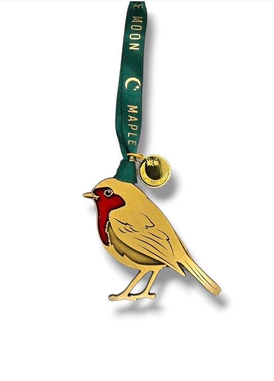 Gold Robin Enamel Christmas Decoration