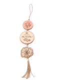 Triple Hanging Mum Plaque in Etched Wood and Hanging Tassel