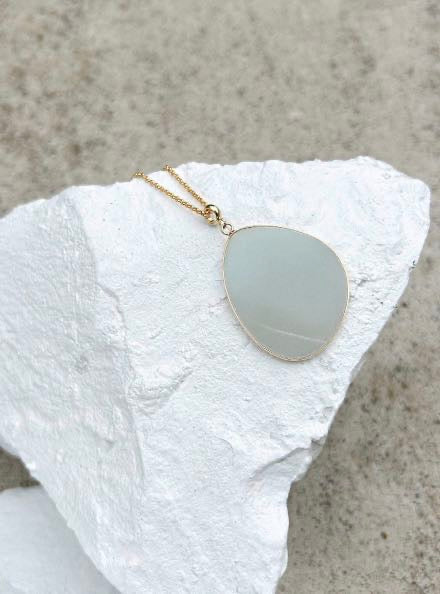 Amazonite Disc Gold Plated Gemstone Crystal Necklace