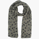 Khaki/Black Hearts Lightweight Scarf