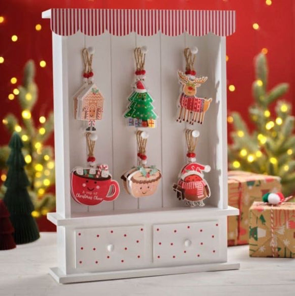 Christmas Robin Postbox Wooden Hanging Decoration