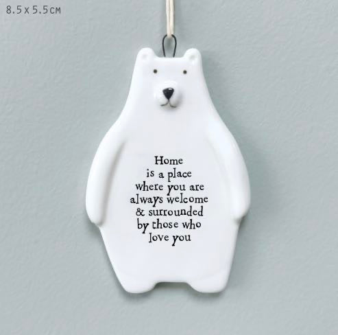 Home Is A Place Porcelain Bear Hanger - East Of India