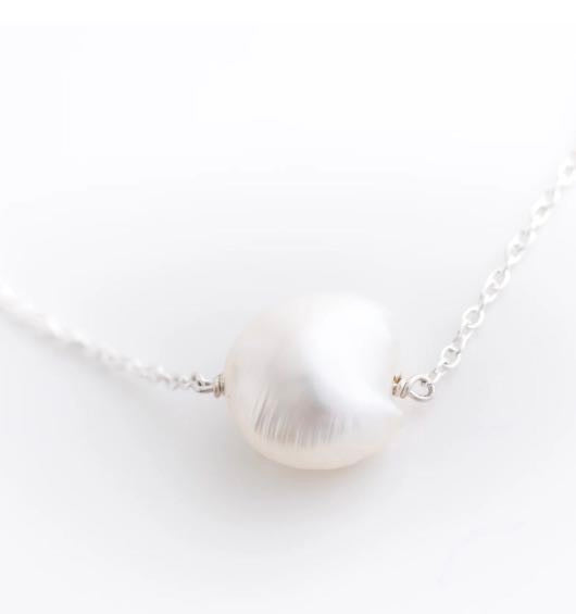 Silver Pearl on Chain Bracelet