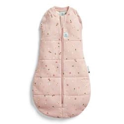 ergoPouch Cocoon Swaddle Bag 2.5 TOG in dusky pink with daisy print, quilted with a zip front