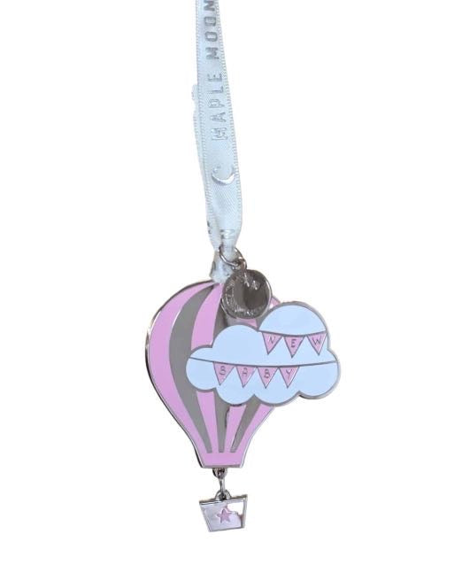 New Baby Girl Hot Air Balloon Silver Enamel Decoration