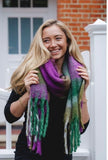 Chunky Purple and Green Check Scarf