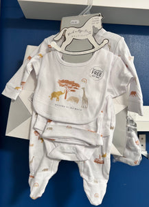 6 Piece Unisex Baby Gift Set - Safari Print