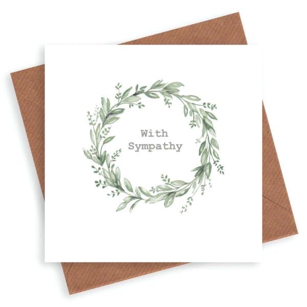 Sympathy Wreath Card – Luxury Printed Greeting Card With Kraft Envelope Included