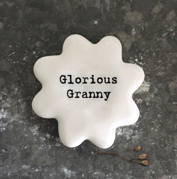 'Glorious Granny’ porcelain pebble - East of India