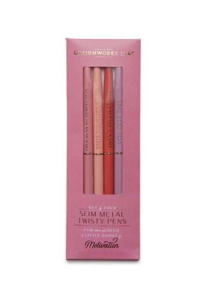 TWISTY SLIM METAL PEN SET - MOTIVATION (SET OF 4)