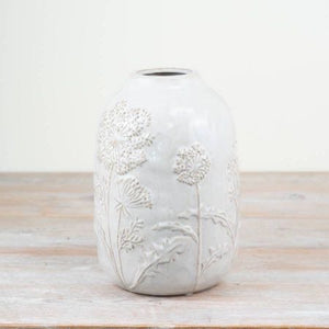 Flower Design White Vase