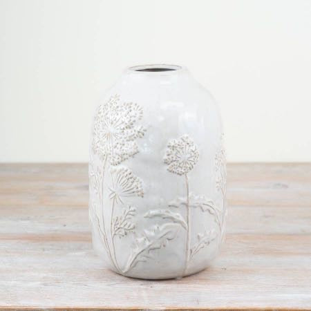 Flower Design White Vase