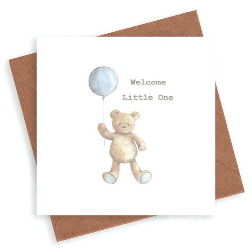 Baby Boy Card  welcome little one – Luxury Watercolour Greeting Card with Kraft Envelope Included