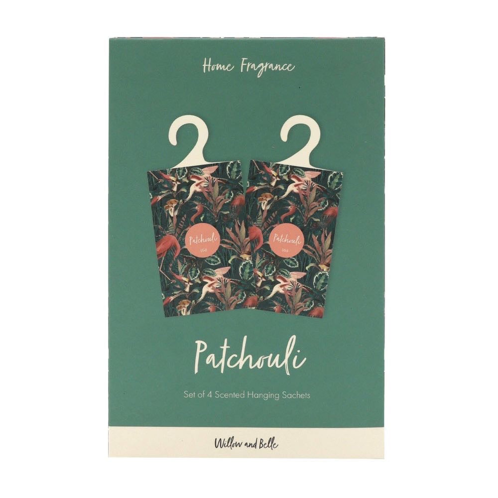 Willow and Belle Scented Hanging Sachet - Set of 4 Patchouli - Jungle Green Design
