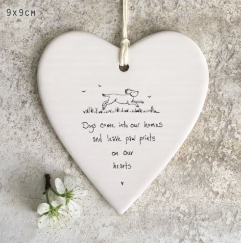 ‘Dogs Come Into Our Homes’ Porcelain Hanging Heart - East of India