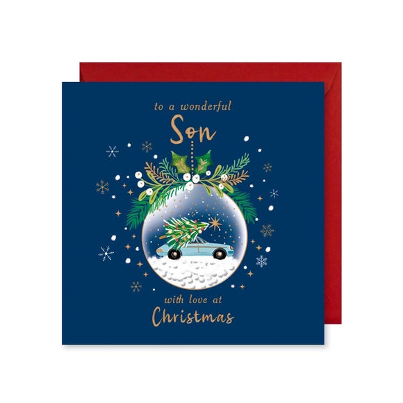 Son with love at Christmas - Bauble Christmas Card