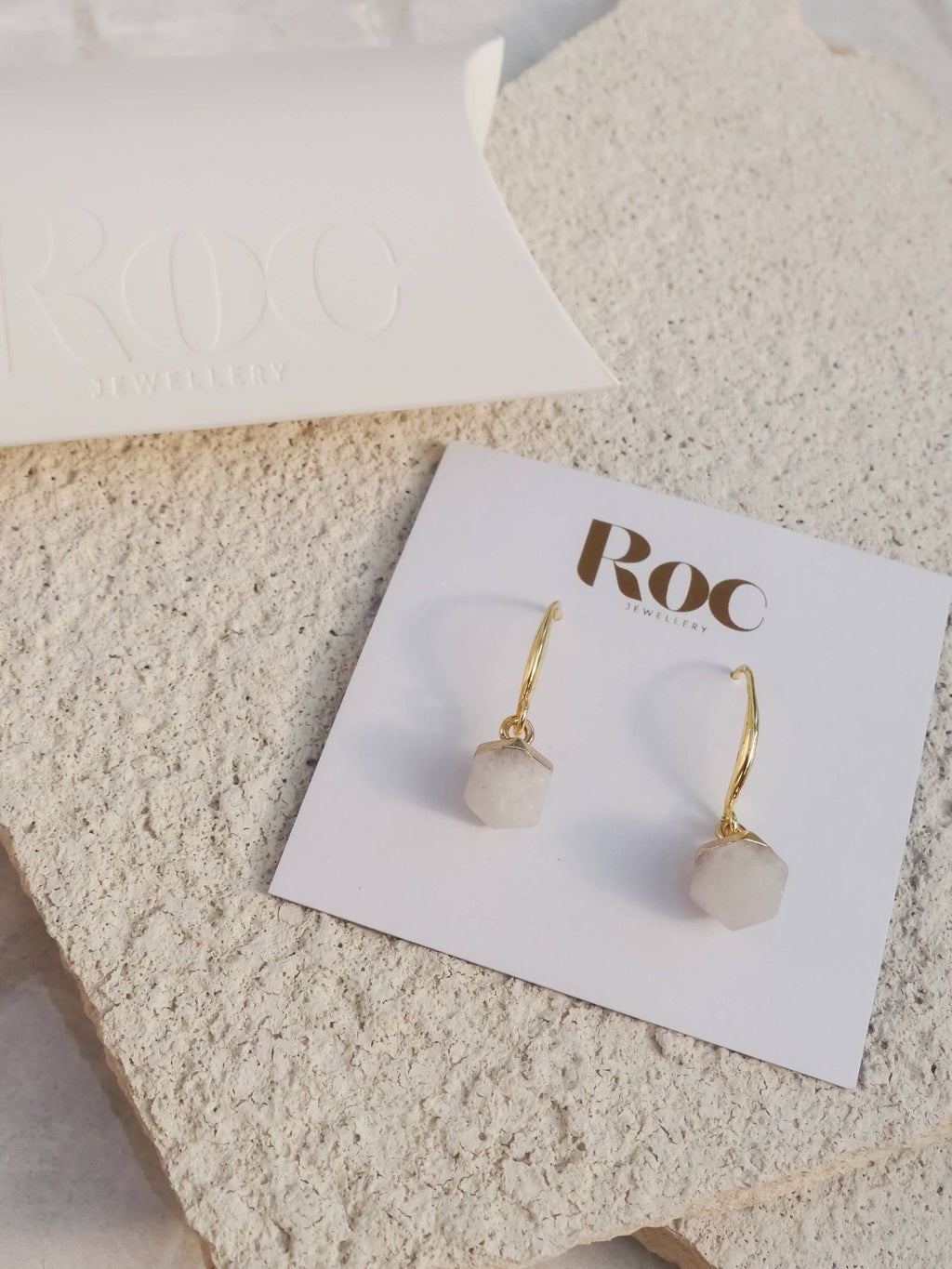 Jade Nugget Gold Plated Gemstone Crystal Earrings