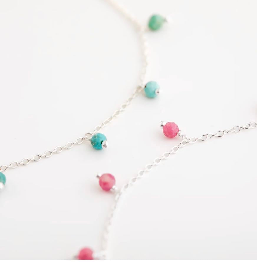 Silver Gemstone Beaded Bracelet