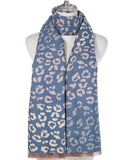 Denim Blue Leopard Print Winter Scarf