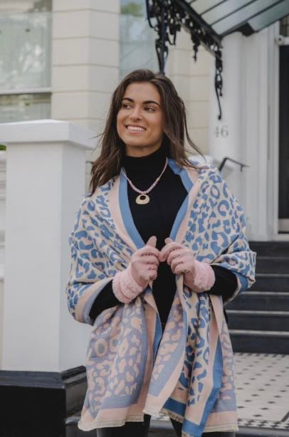 Pink and Blue Leopard Scarf