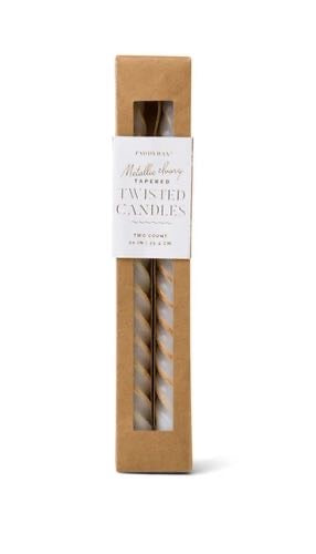 CYPRESS & FIR TWISTED TAPERED METALLIC COPPER CANDLES - 2 PACK