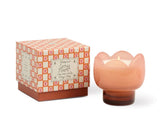 TULIP PINK AND BURNT ORANGE SOY GLASS CANDLE - CACTUS FLOWER