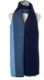 Blue Navy Block Coloured Winter Scarf