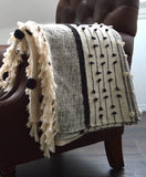 Nina Bobble Boho Throw - Scandi Monochrome Textured Blanket