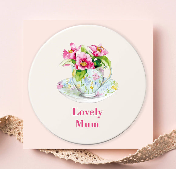 Lovely Mum Floral Ceramic Coaster