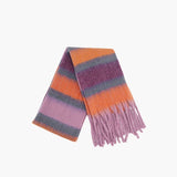 Lilac/Orange Colour Block Stripe Heavyweight Scarf