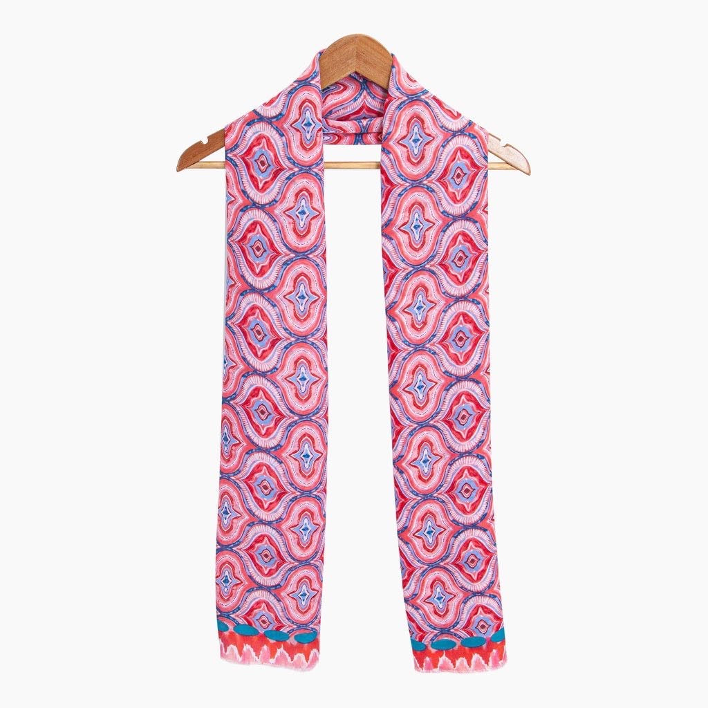 Red Moroccan Tiles Lightweight Scarf