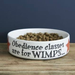 Obedience classes are for wimps porcelain dog feeding bowls