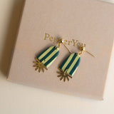 Sunny Stripe Forest & Apple Green Drop Earrings