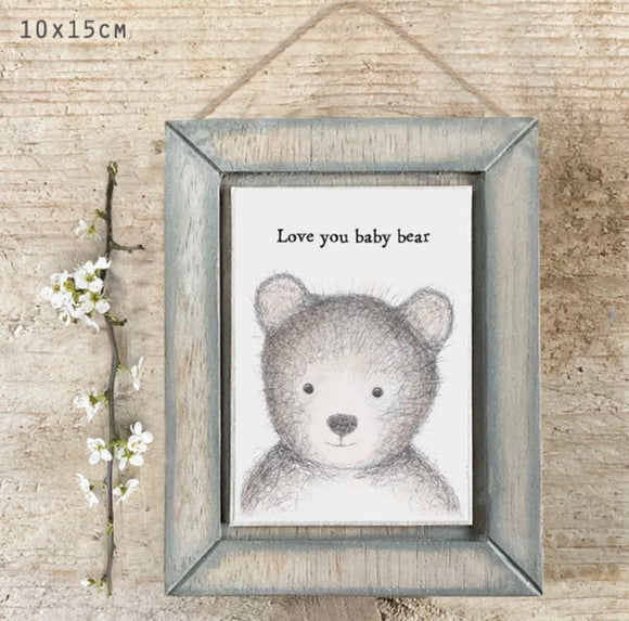 Love you baby bear wooden frame east of india 