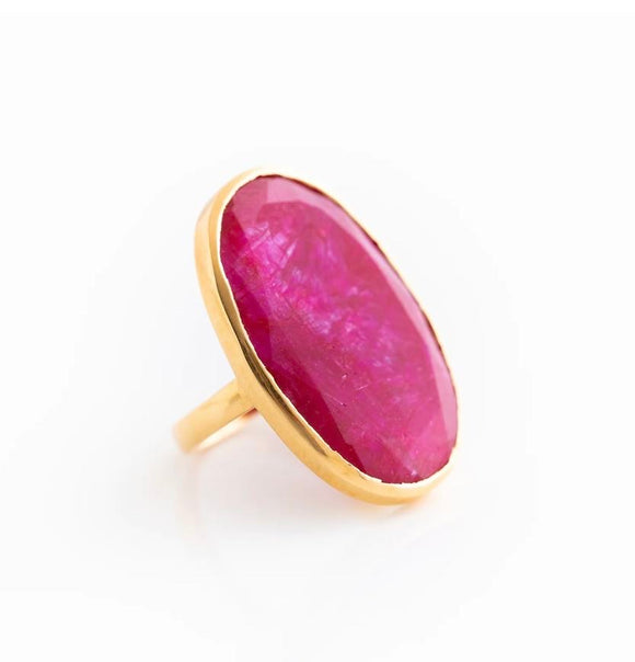 Large Gold Ruby Ring