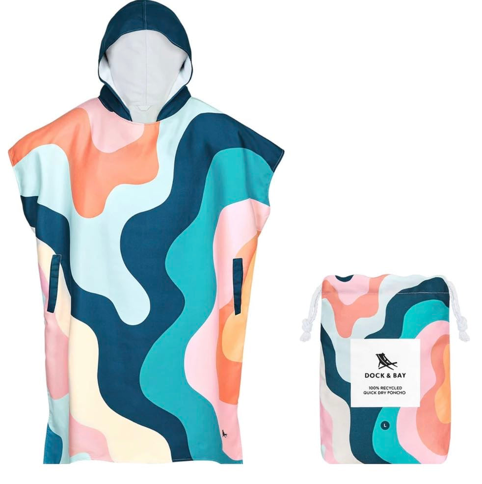 Adult Poncho/Hooded Towel - Get Wavy - Dock & Bay (Large 105 x 80cm)