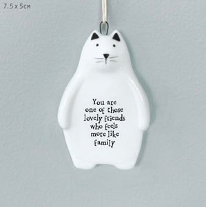 Friends More Like Family Porcelain Cat Hanger - East Of India