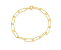 18k gold plated paperclip link bracelet with lobster clasp on white background