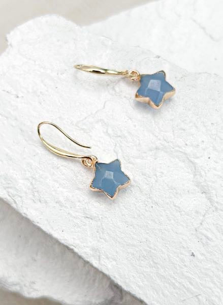 Agate Star Grey Gold Plated Earrings