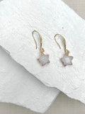 Jade White Star Gold Plated Gemstone Crystal Earrings