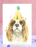 Cavalier King Charles Spaniel Pompom Birthday Card