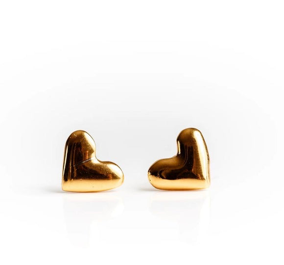 Silver Story Gold Heart Earrings